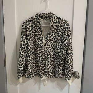 Cheetah print quarter zip hoodie